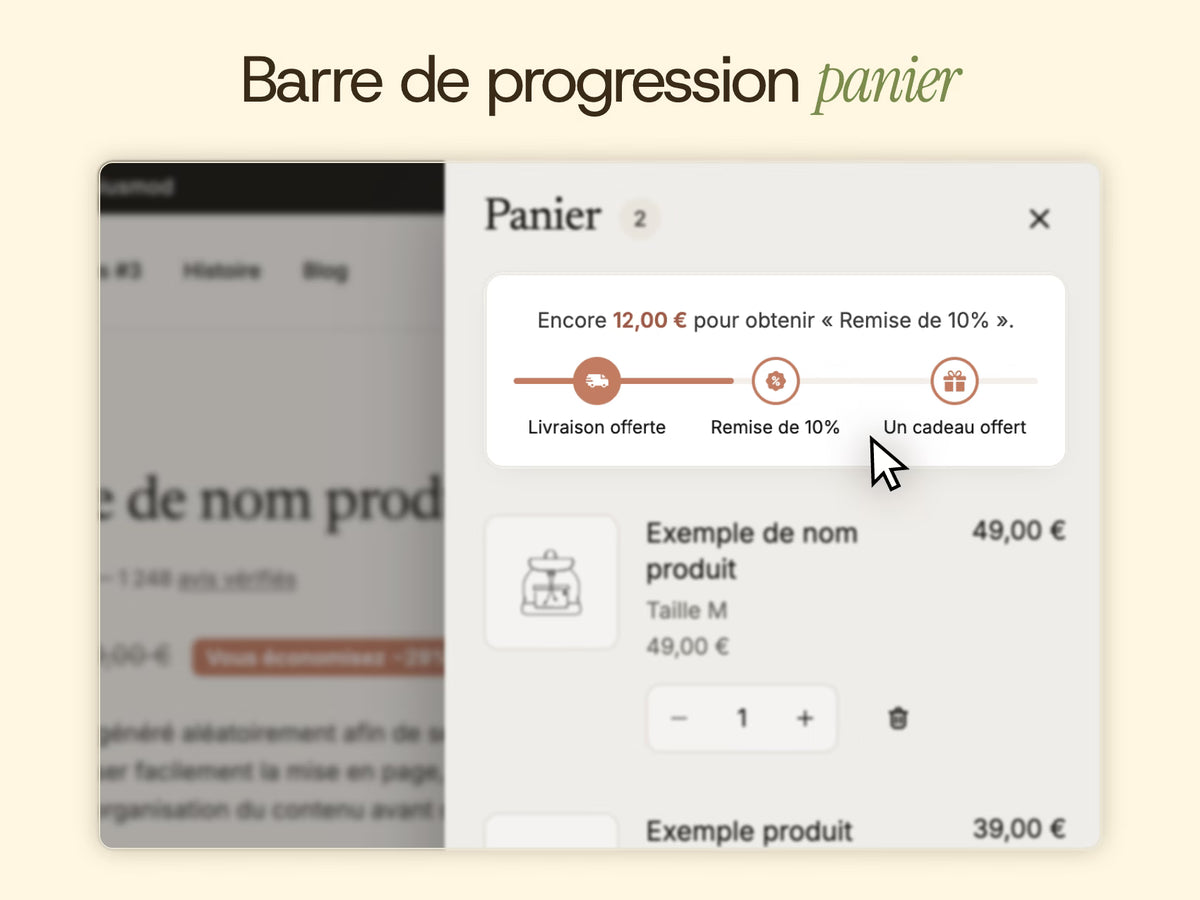 Barre de progression du panier
